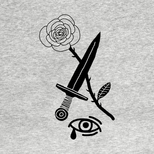 Rose, Dagger & Eye (Black) by Graograman